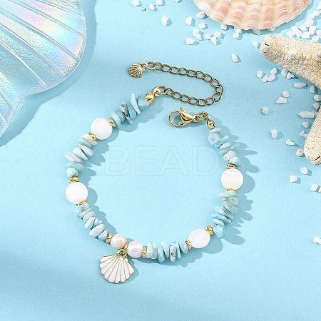 Shell Shape Alloy Enamel Charm Bracelets BJEW-JB13913-1
