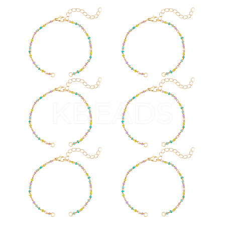 6Pcs 304 Stainless Steel Enamel Twisted Chains Bracelet Makings STAS-UN0029-33-1