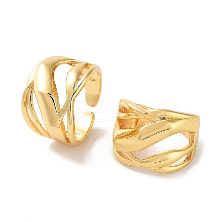 Brass Open Cuff Rings for Women RJEW-E292-18G-1