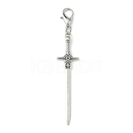Alloy Sword Big Pendant Decoration HJEW-JM02179-1