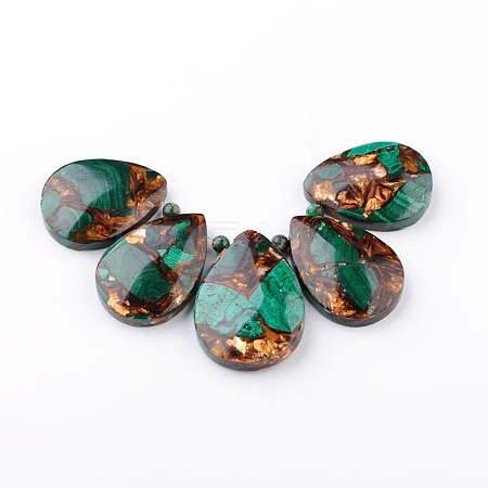 Assembled Synthetic Bronzite and Natural Malachite Pendants G-F224-02-1