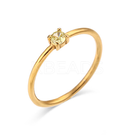 Flat Round 304 Stainless Steel Micro Pave Cubic Zirconia Finger Rings FS-WG2DA17-40-1