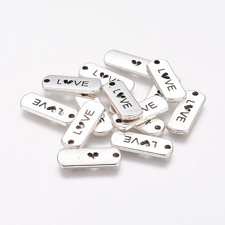 Tibetan Style Alloy Rectangle with Word Love Pendants TIBEP-Q043-069-RS-1