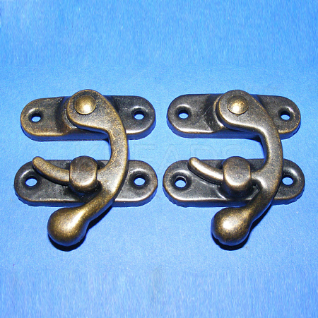 Iron Wooden Box Lock Catch Clasps IFIN-R203-93AB-1