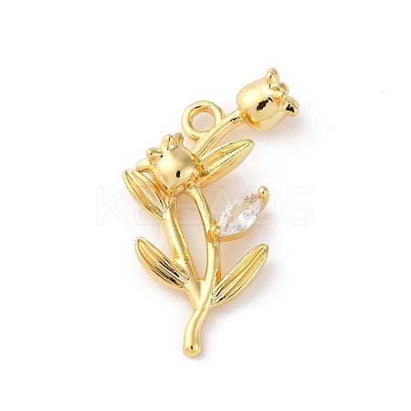 Brass Pave Clear Cubic Zirconia Pendants LS-KK-V016-02G-1