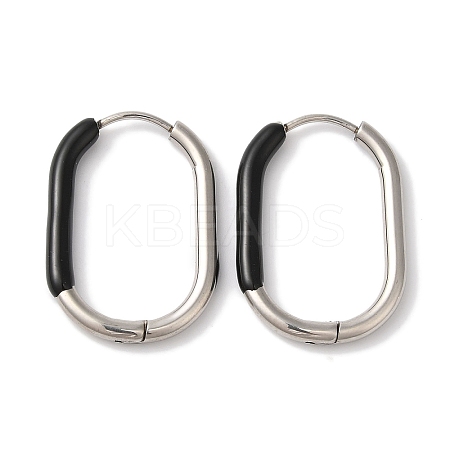 Oval 304 Stainless Steel Hoop Earrings for Women EJEW-L287-038P-01-1
