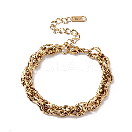 304 Stainless Steel Rope Chain Bracelet for Men Women BJEW-P284-09G-1