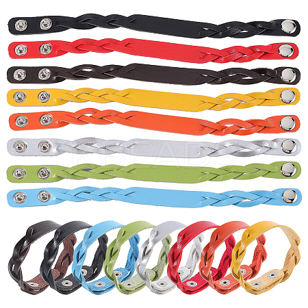 16Pcs 8 Colors Imitation Leather Cord Bracelets Set with Snap Clasps BJEW-GF0001-19-1