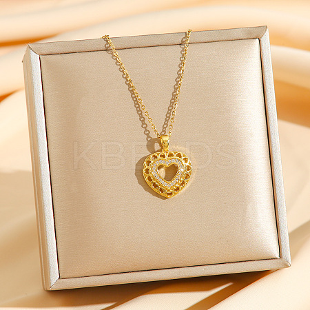 Brass Crystal Rhinestone Hollow Pendant Necklaces NJEW-P331-01D-G-1