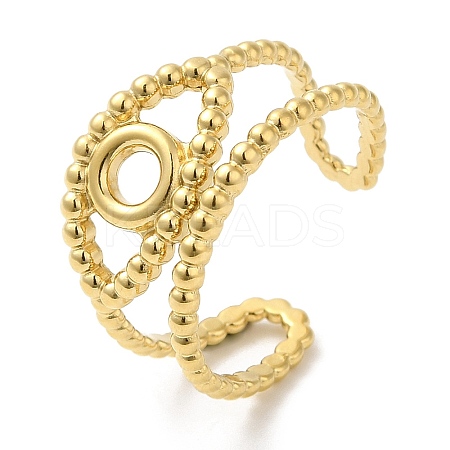 304 Stainless Steel Hollow Evil Eye Open Cuff Ring for Women RJEW-I098-09G-1