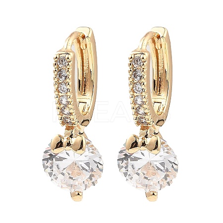 Brass with Cubic Zirconia Dangle Hoop Earrings EJEW-G362-06KCG-1