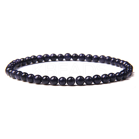 4mm Round Synthetic Blue Goldstone Beads Bracelet for Men LS-KG3069-17-1