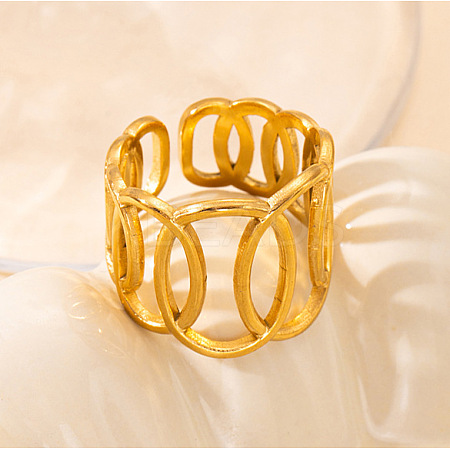 201 Stainless Steel Oval Link Chain Cuff Rings FS-WG16057-19-1