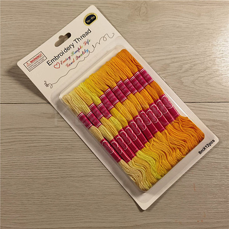 12 Skeins 12 Colors 6-Ply Polycotton(Polyester Cotton) Embroidery Floss PW22063098774-1