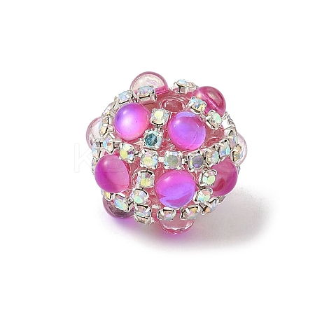Sparkling Acrylic Encrusted Round Beads CLAY-NH0003-03S-03-1