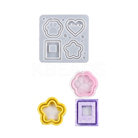 DIY PawPrint & Heart & Star & Rectangle Shaped Pendant Food-grade Silicone Molds LS-SIMO-D001-05-1
