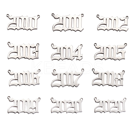 Stainless Steel Birth Year Charms STAS-CJ0001-107-1