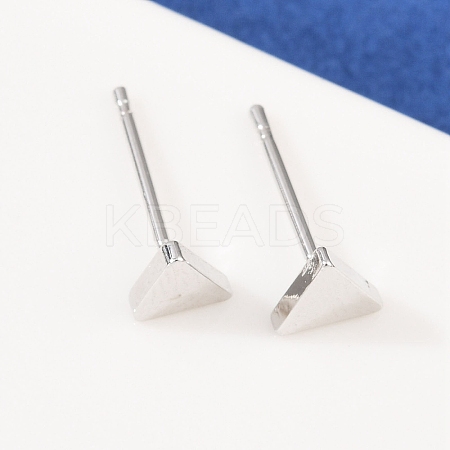Brass Triangle Stud Earrings for Women EJEW-G441-06B-P-1