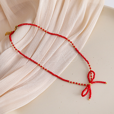 Feaceted Rondelle Glass Beaded Necklaces LK3957-8-1