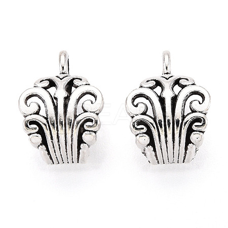 Flower Tibetan Style Alloy Tube Bails TIBE-Q046-04AS-LF-1