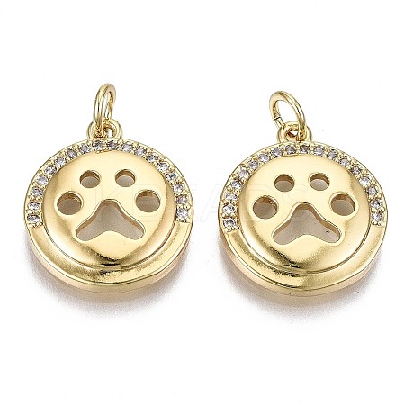 Brass Micro Pave Clear Cubic Zirconia Pendants KK-S061-64G-NR-1
