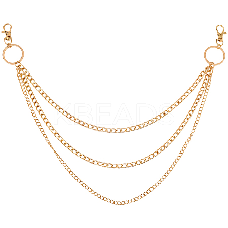 1Pc Alloy Twisted Chain 3 Layered Chain Belts for Women Men AJEW-CY0002-25G-1