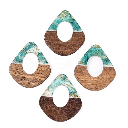 Transparent Resin and Walnut Wood Pendants RESI-T057-07I-1