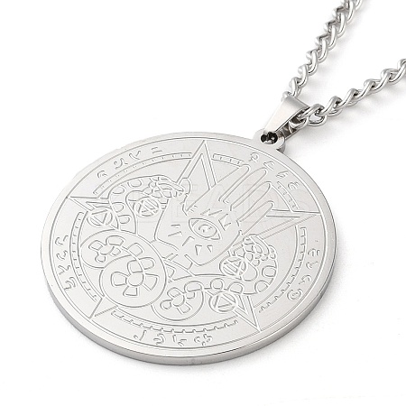 Non-Tarnish 304 Stainlessa Steel Curb Chain Pendant Necklaces LS-NJEW-H034-06P-1