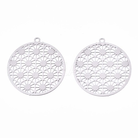 Tarnish Resistant 201 Stainless Steel Filigree Pendants STAS-R102-09P-1