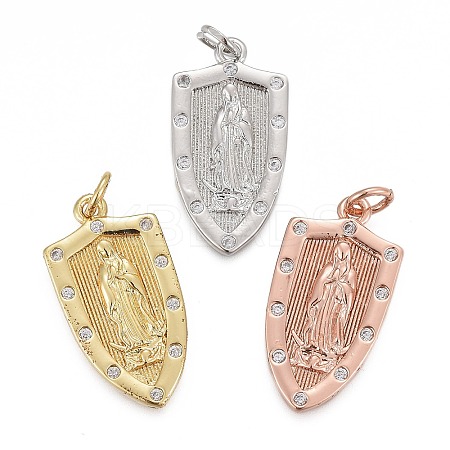 Brass Micro Pave Clear Cubic Zirconia Pendants KK-F821-17-1