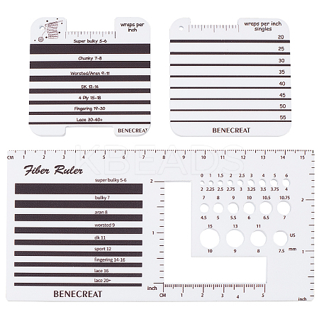 BENECREAT 3Pcs 3 Styles Acrylic Yarn Wrap Per Inch Guide Board DIY-BC0006-91-1
