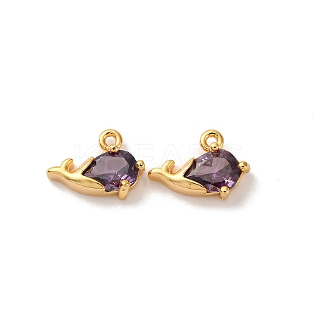 Brass Micro Pave Cubic Zirconia Pendants KK-K382-29G-01-1