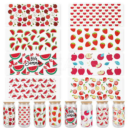 8Pcs 8 Styles PVC Plastic Waterproof Decorative Sticker Labels DIY-SP0004-93D-1