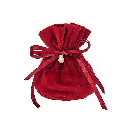 Velvet Jewelry Bags with Drawstring & Plastic Imitation Pearl LS-TP-CJC0001-03A-1
