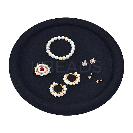 Round Wood Covered with Velvet Jewelry Display Trays for Earrings Rings Necklaces Bracelets ODIS-WH0043-178A-02-1