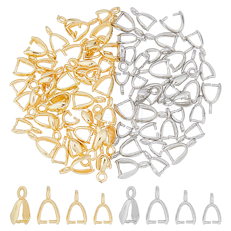 90Pcs 6 Style Rack Plating Brass Ice Pick Pinch Bails KK-DC0004-41-1