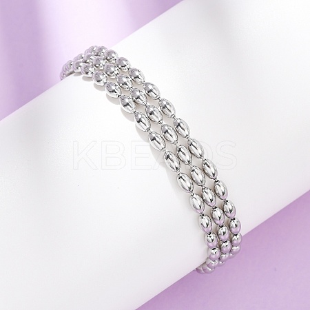304 Stainless Steel Beads Multi-strand Bracelets BJEW-K287-01P-1