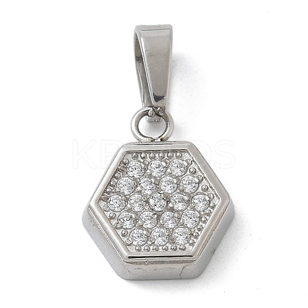 Ion Plating(IP) 304 Stainless Steel Micro Pave Cubic Zirconia Pendants STAS-Z107-02P-05-1
