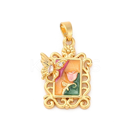 Brass Enamel Pendants KK-S502-10G-1