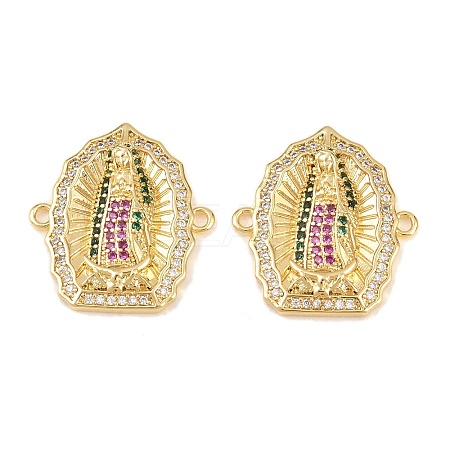 Brass Micro Pave Colorful Cubic Zirconia Religion Virgin Links Connector Charms KK-Z146-13G-1