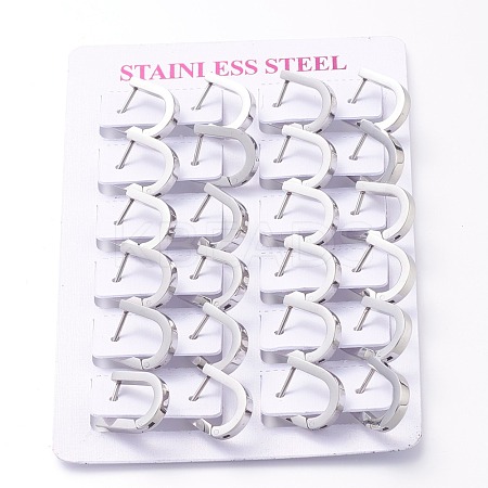 304 Stainless Steel Huggie Hoop Earrings EJEW-O099-02P-1