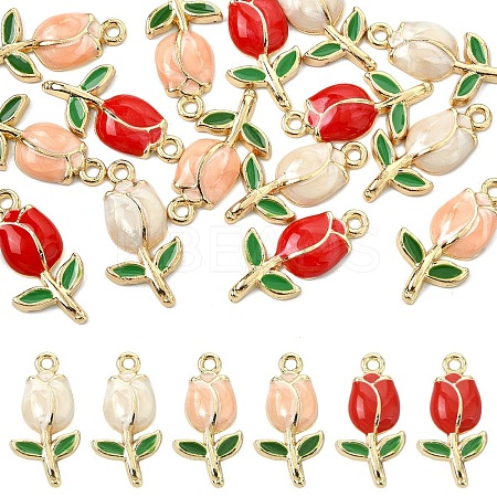 15Pcs 3 Colors Golden Plated Alloy Enamel Pendants ENAM-YW0006-07-1