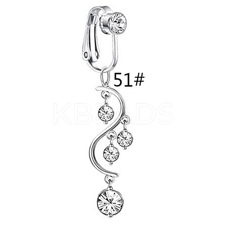 304 Stainless Steel Pave Clear Cubic Zirconia Clip on Belly Rings FS-WGD716D-03-1