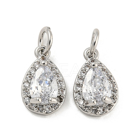 Brass Micro Pave Clear Cubic Zirconia Charms KK-G490-20P-1