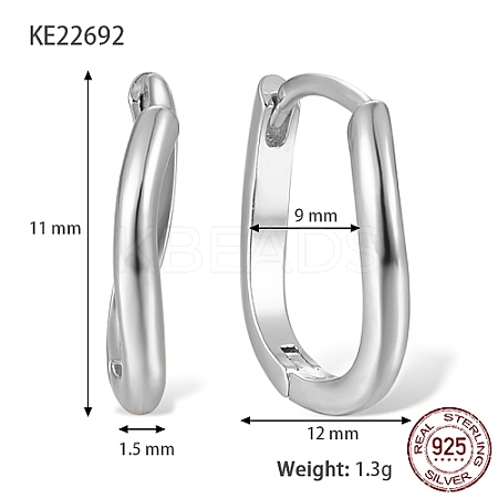 Anti-Tarnish Rhodium Plated 925 Sterling Silver Hoop Earrings AM6700-2-1