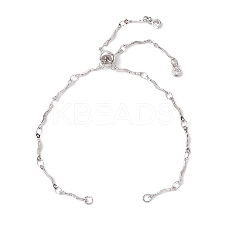 304 Stainless Steel Wave Bar Link Chain Slider Bracelet Makings AJEW-JB01256-02-1