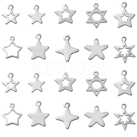 100Pcs 10 Styles 201 Stainless Steel Charms STAS-CJ0002-21-1