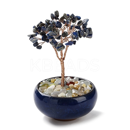 Natural Lapis Lazuli Chips Tree Decorations DJEW-M012-02A-1