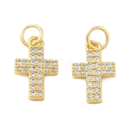 Brass Micro Pave Cubic Zirconia Pendants KK-C092-21D-G-1
