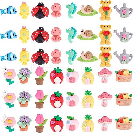 48Pcs 16 Style Resin Cabochons CRES-CA0001-14-1